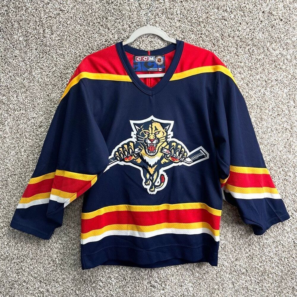 Vintage Signed CCM NHL Florida Panthers Alternate "broken stick" Jersey Small